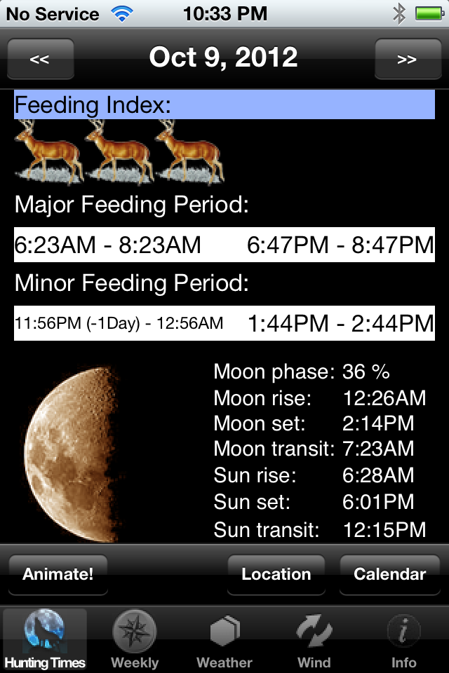 Best Hunting Times for iPhone